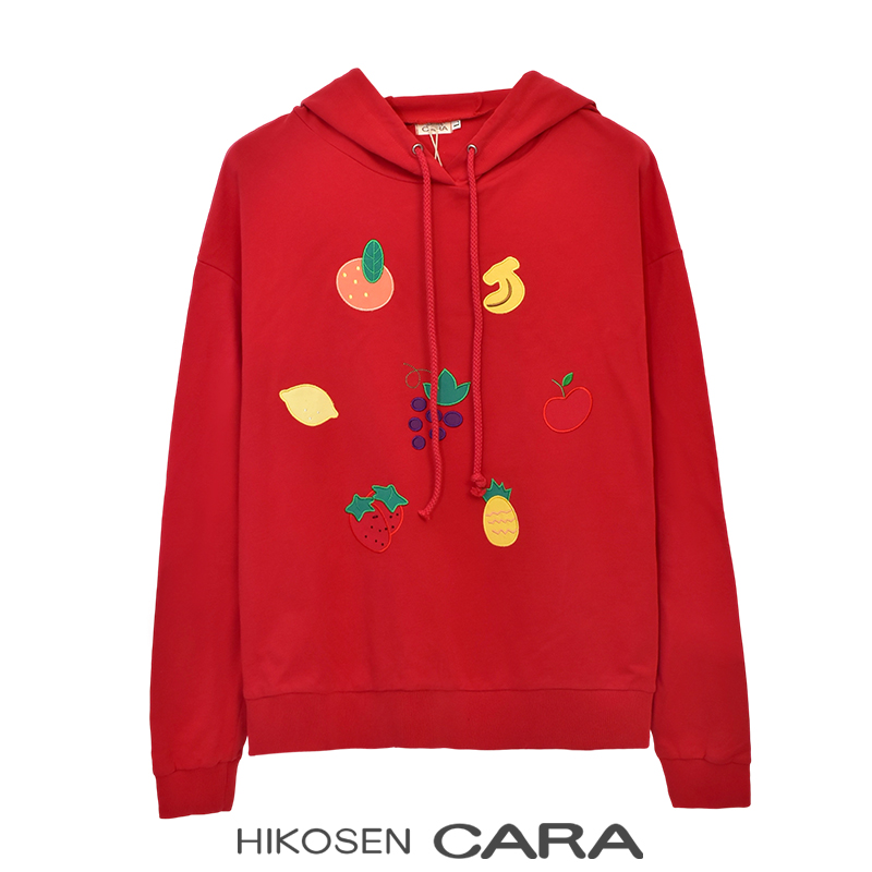 HIKOSEN CARA/卡拉猫水果猫款长袖帽衫