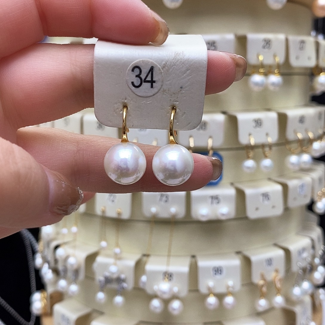 淡水珍珠耳饰银S925镶嵌