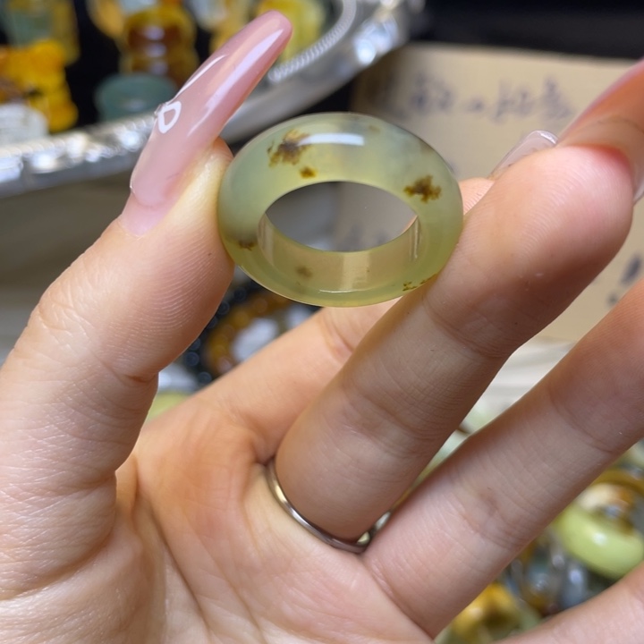 蛇纹石玉合金戒指12-18.2