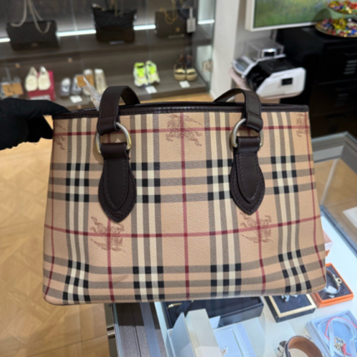 95新 BURBERRY/博柏利 12878284/KIKIFIFI/战马格纹托特包