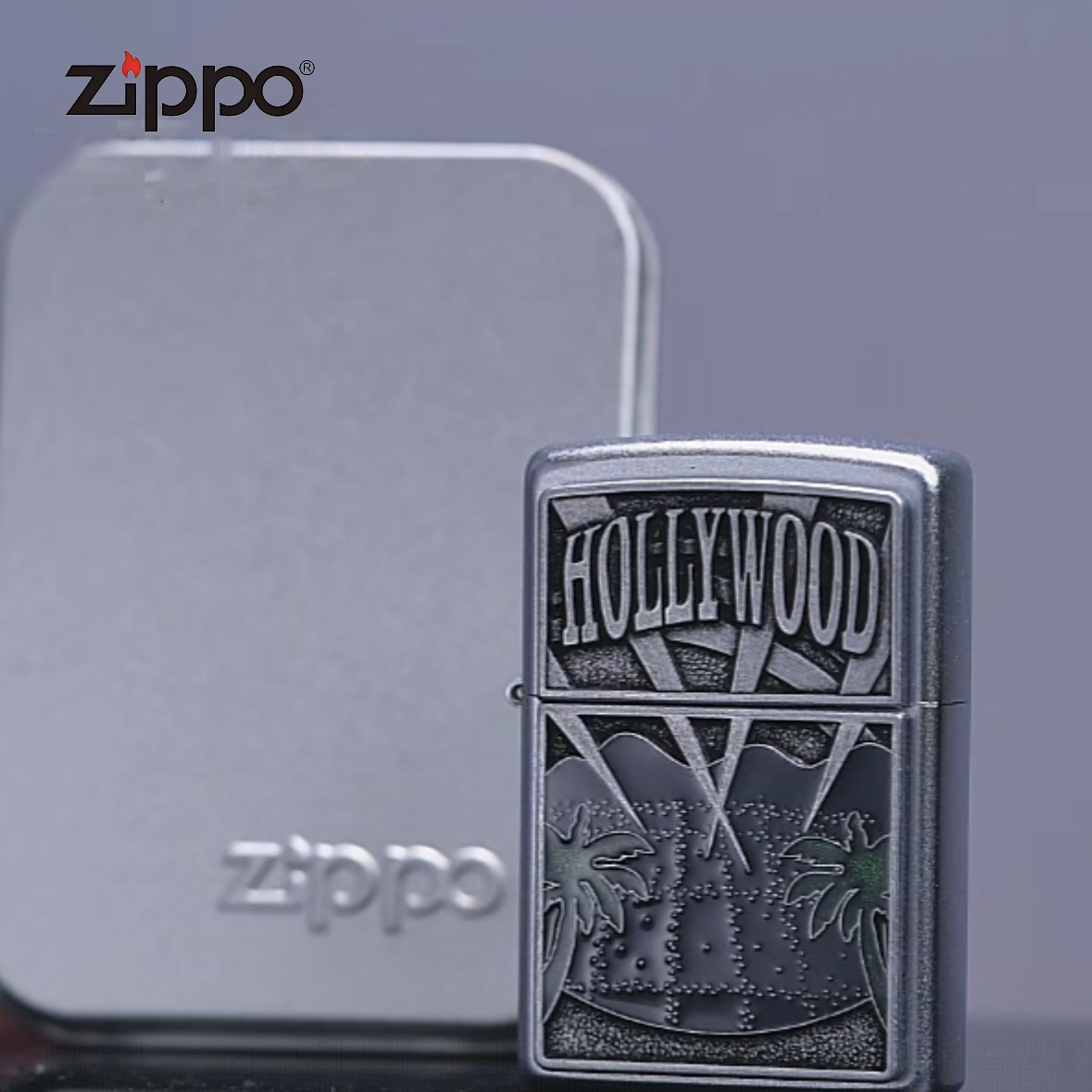 ZIPPO 打火机正品 21058正面贴章好莱坞 0702