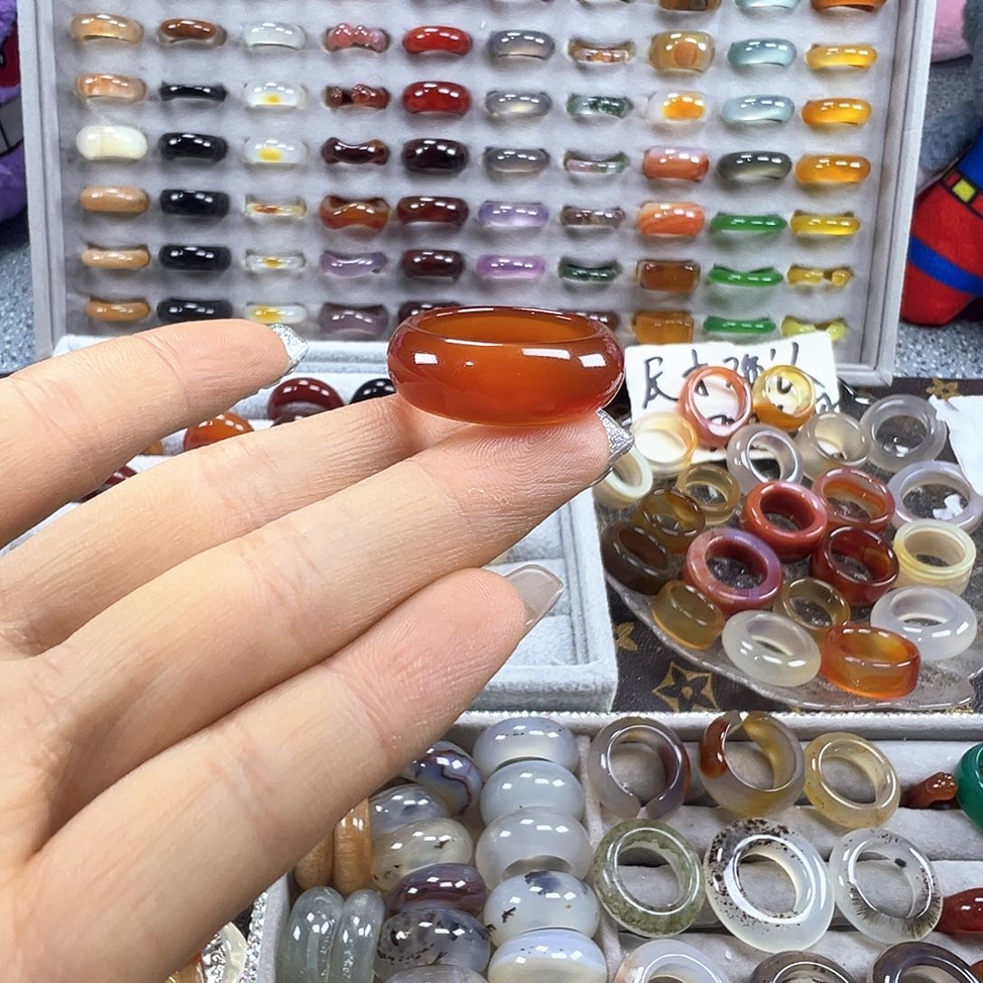 玛瑙/玉髓未镶嵌戒指A1不退换21港26