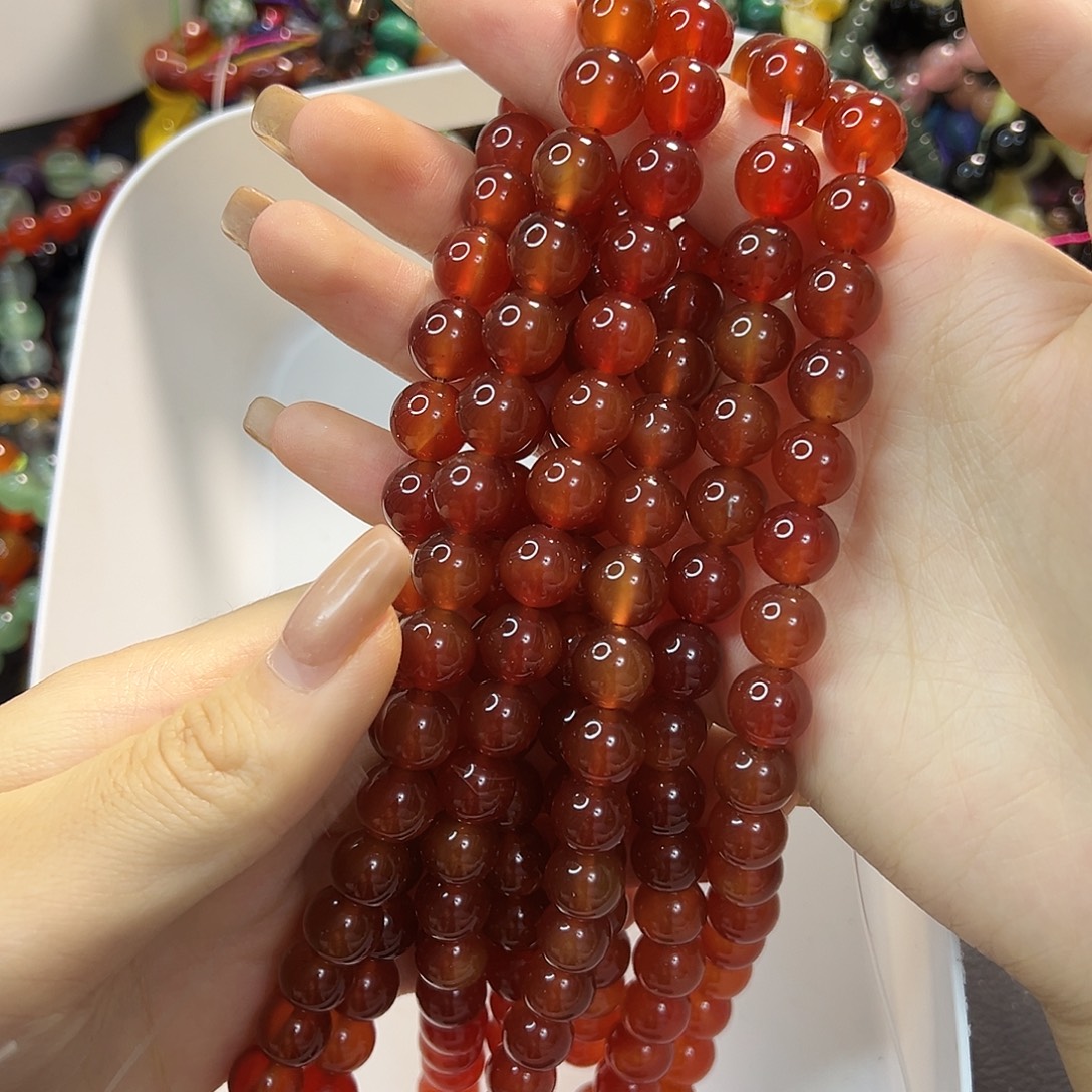 玛瑙/玉髓合金珠宝半成品满肉红玛瑙卡10一条