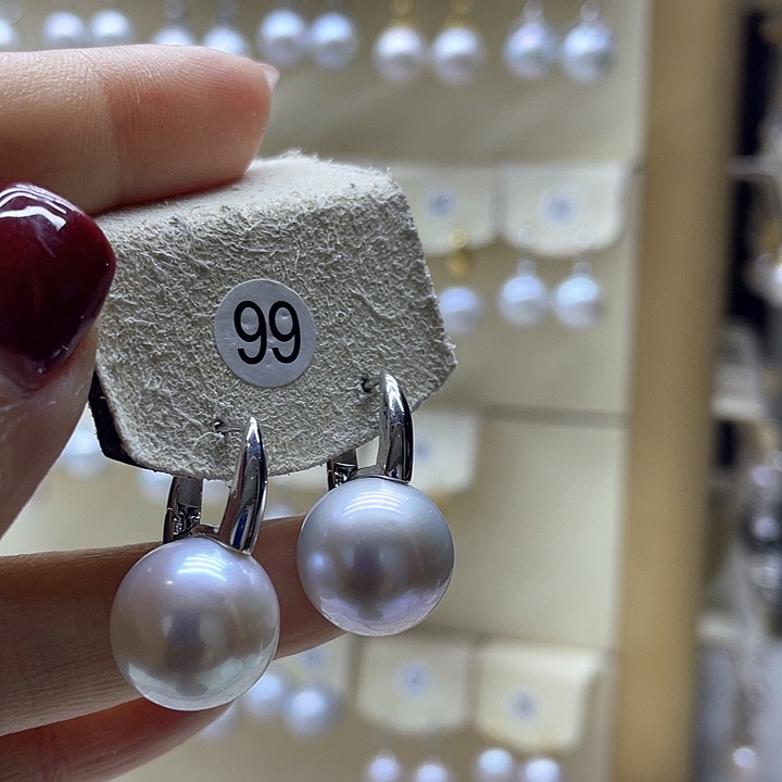 淡水珍珠耳饰银S925镶嵌