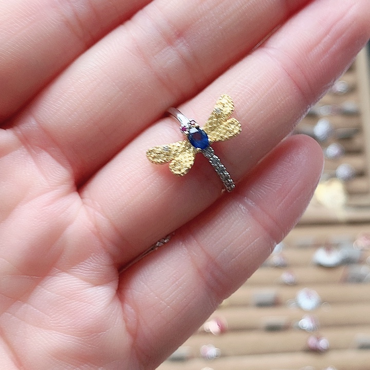 戒指蓝宝石银S925镶嵌