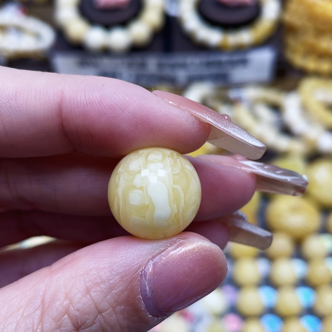 琥珀珠宝奇石未镶嵌16mm花粉