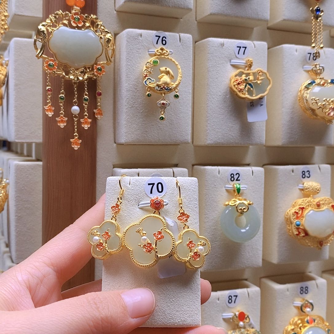 和田玉颈饰银S925镶嵌