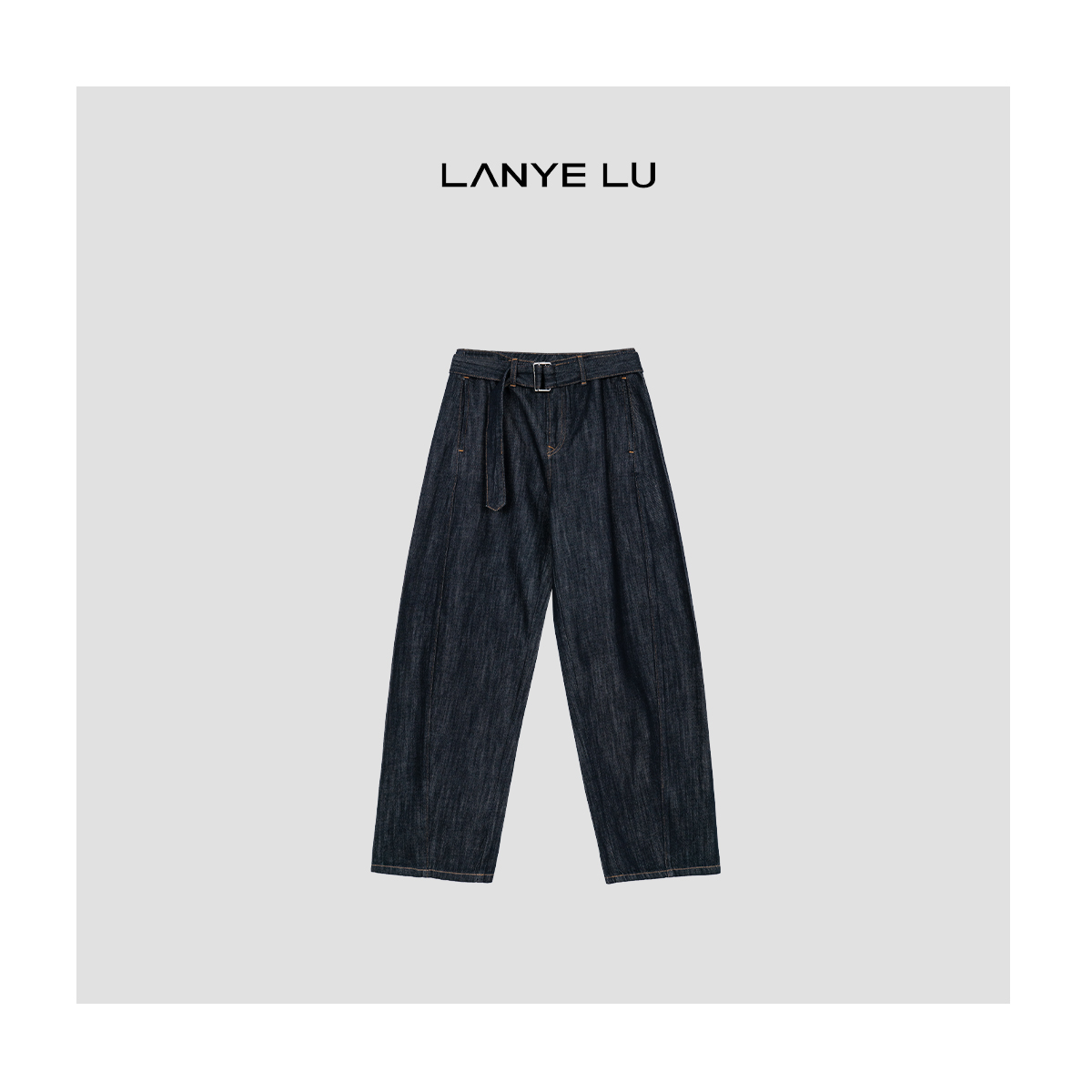 【LANYE LU】春夏上新 极简老钱风调性垂感直筒裤腰带水洗牛仔裤