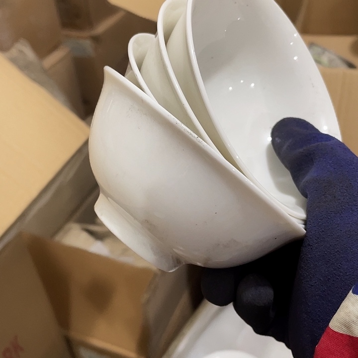 瓷片六厂骨质瓷米饭碗4个 口径12.5厘米 微瑕庛