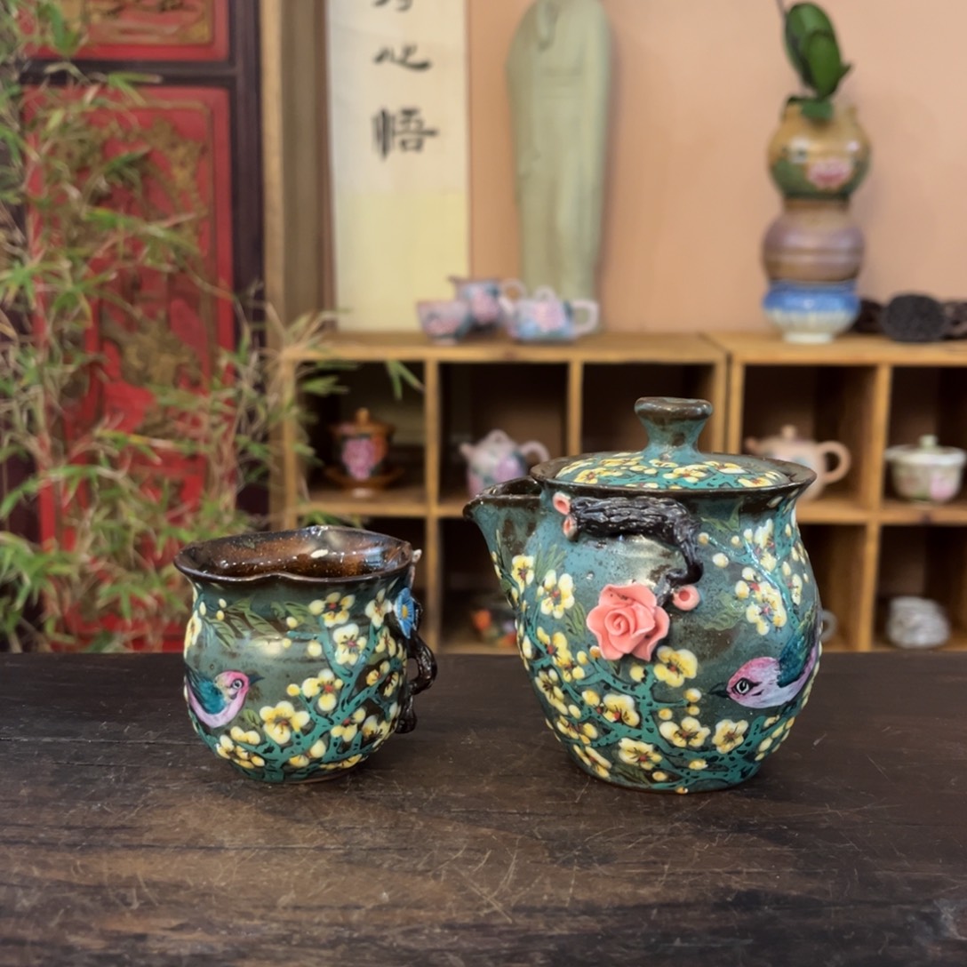 柴烧纯手工手绘陶瓷
