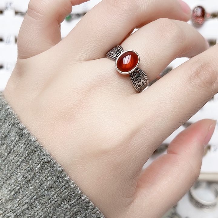 血珀银S925镶嵌戒指