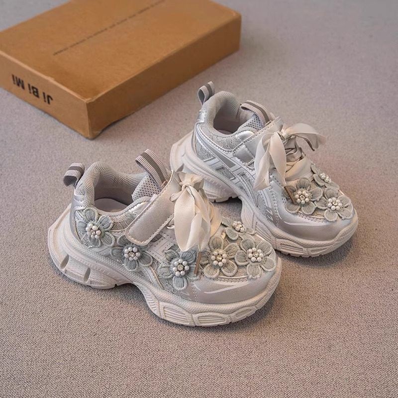 女童运动鞋2025春秋新款儿童鞋子透气网面休闲老爹鞋跑步鞋中大