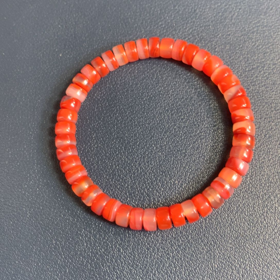 南红玛瑙6.9冰飘药片手串未镶嵌