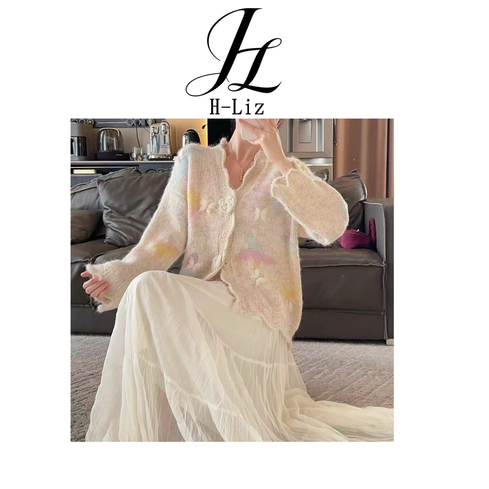 【H-Liz】设计感立体蝴蝶花朵毛衣女2025新款秋季气质上衣