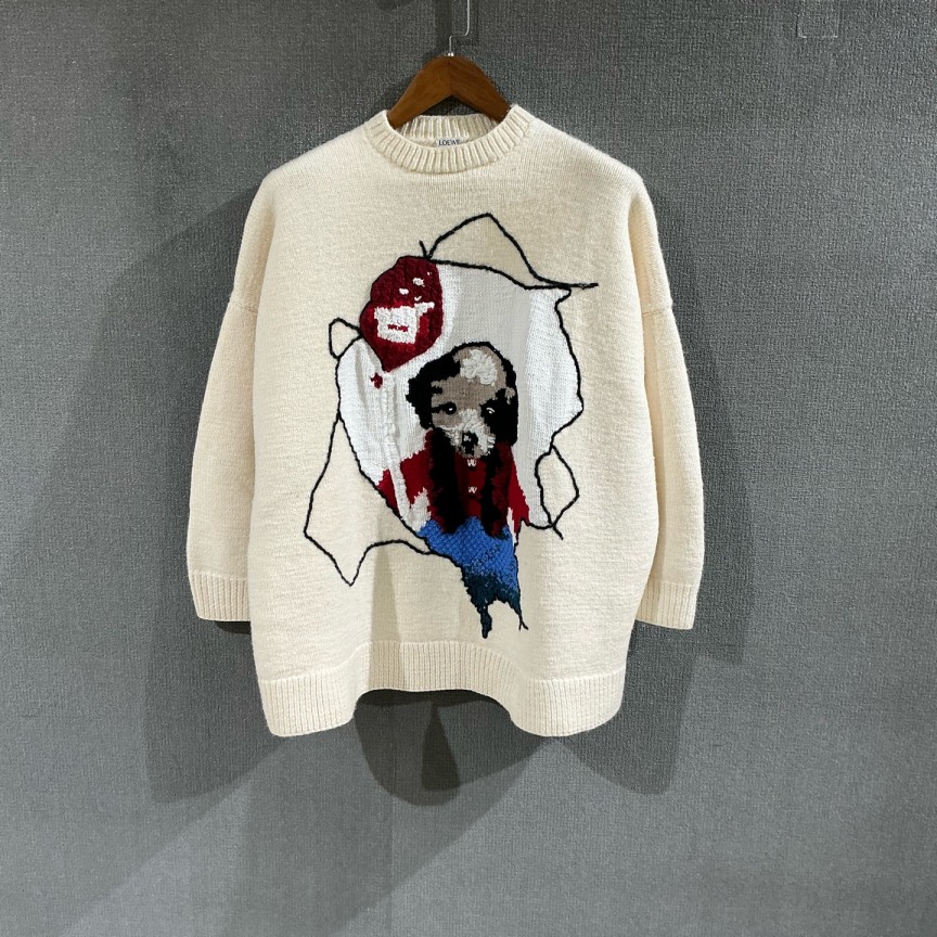 99新 LOEWE/罗意威 （pm）小狗针织羊毛毛衣 m码/1813