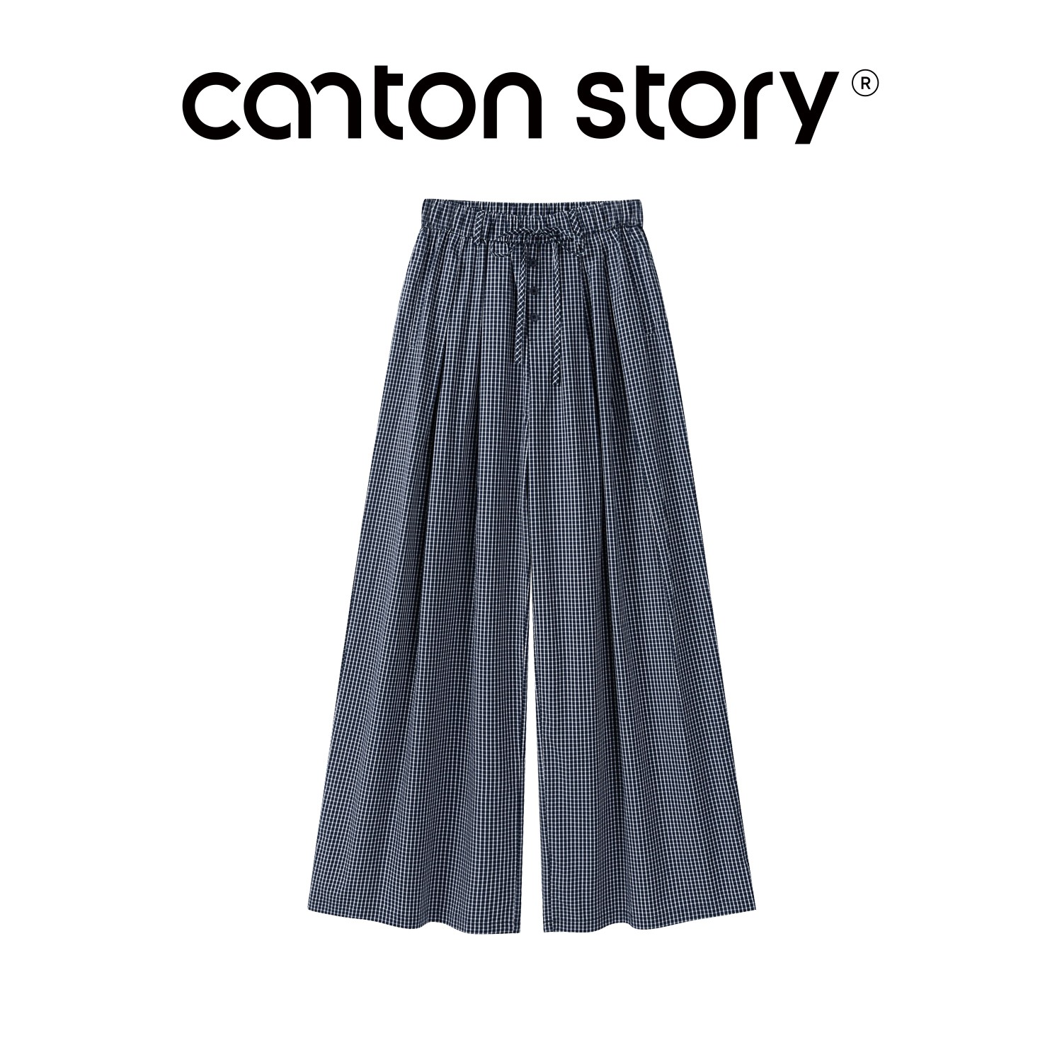 羊城故事-美式复古格子休闲裤新款慵懒高腰宽松阔腿裤子66513