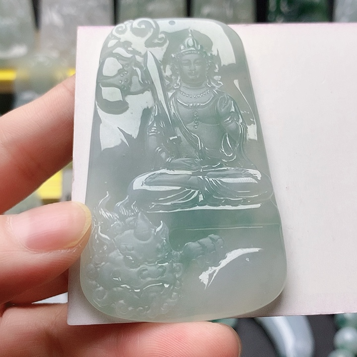 释***怀翡翠未镶嵌吊坠(不含链)文殊菩萨