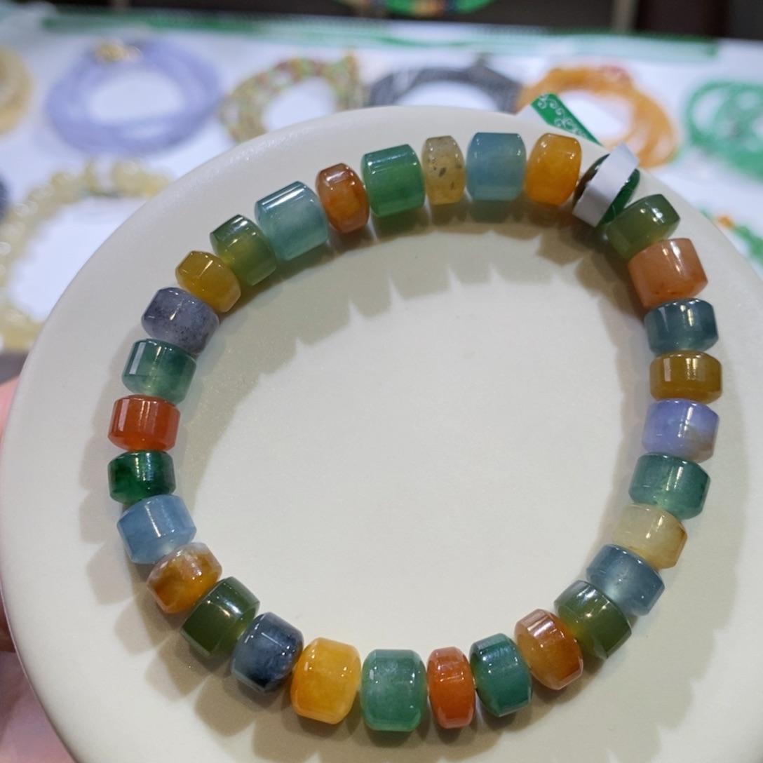 翡翠手链未镶嵌多宝桶珠手串