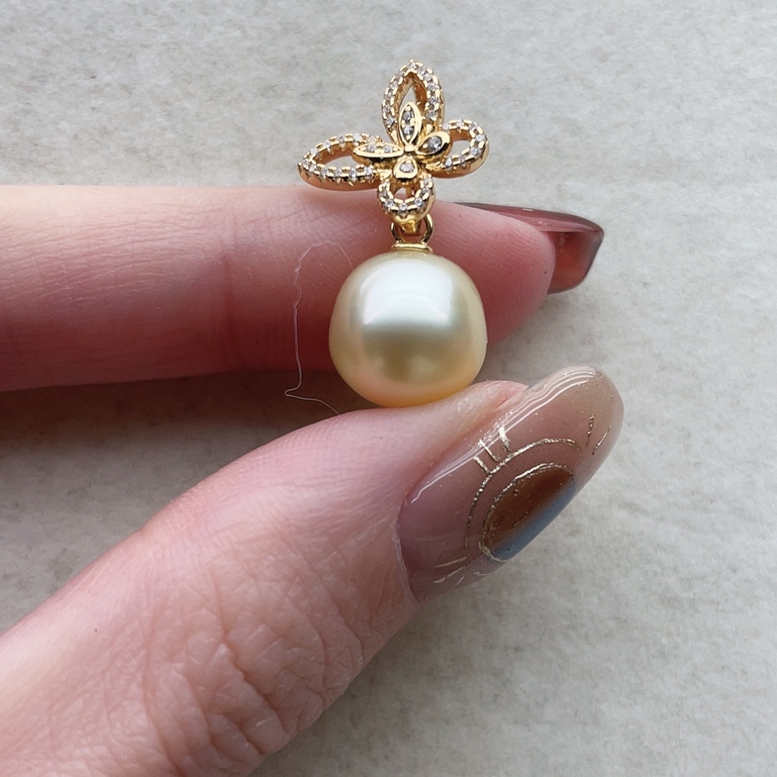 银S925镶嵌海水珍珠吊坠80