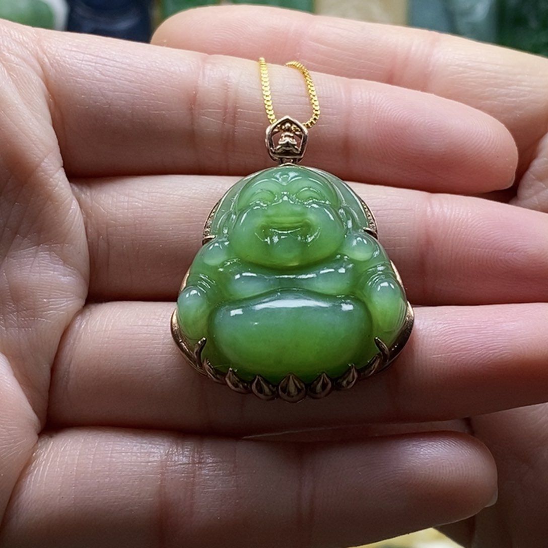和田玉（碧玉）颈饰银S925镶嵌