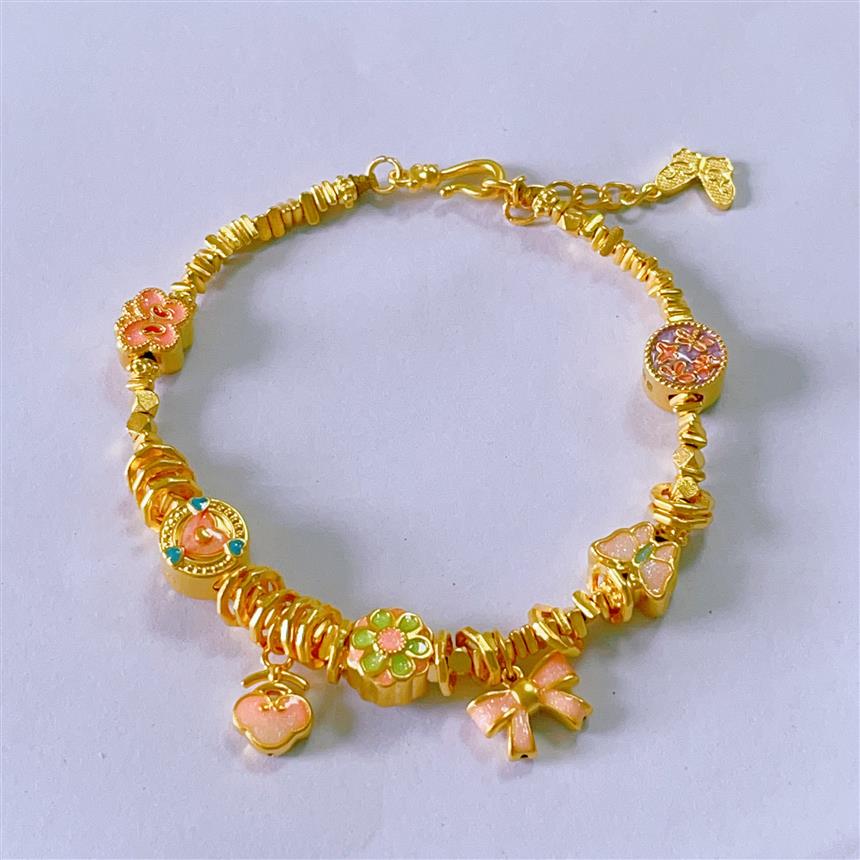 福满圆珠宝 足金 无氰梦幻甜心珐琅手链
