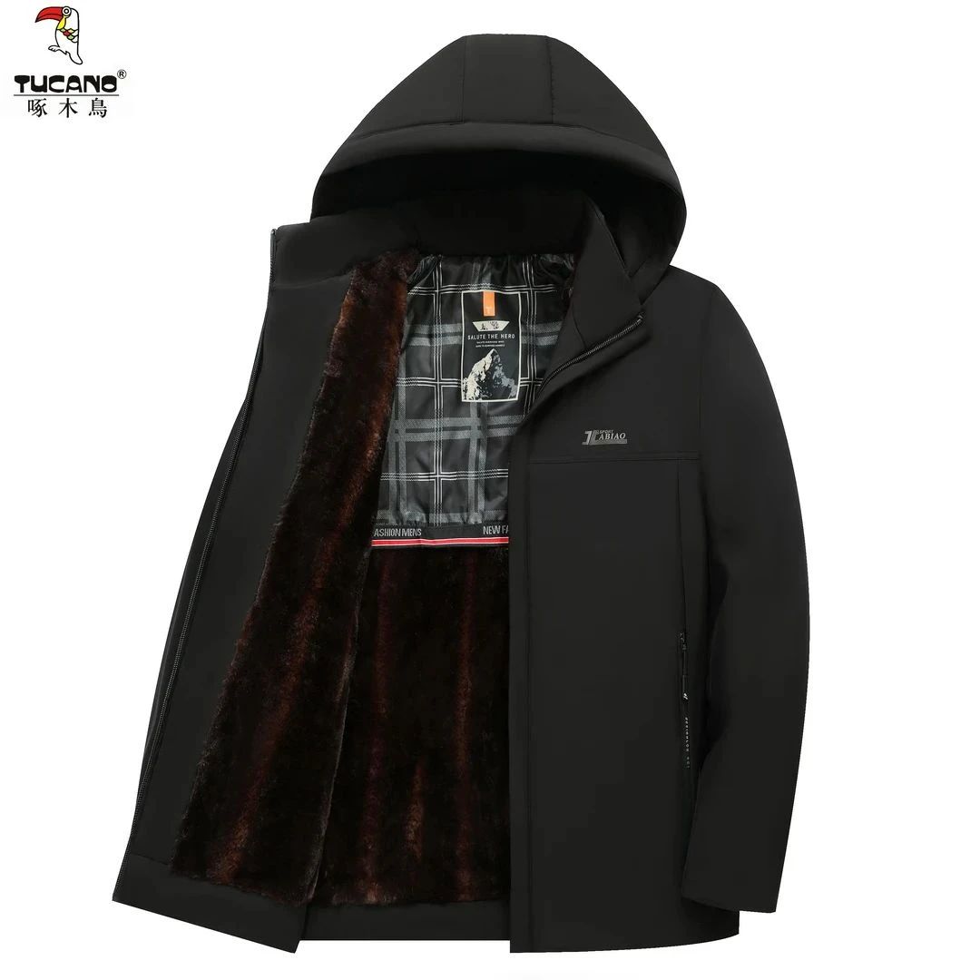 TUCANO/啄木鳥冬季加绒加厚连帽保暖舒适休闲棉衣棉服可脱卸帽男