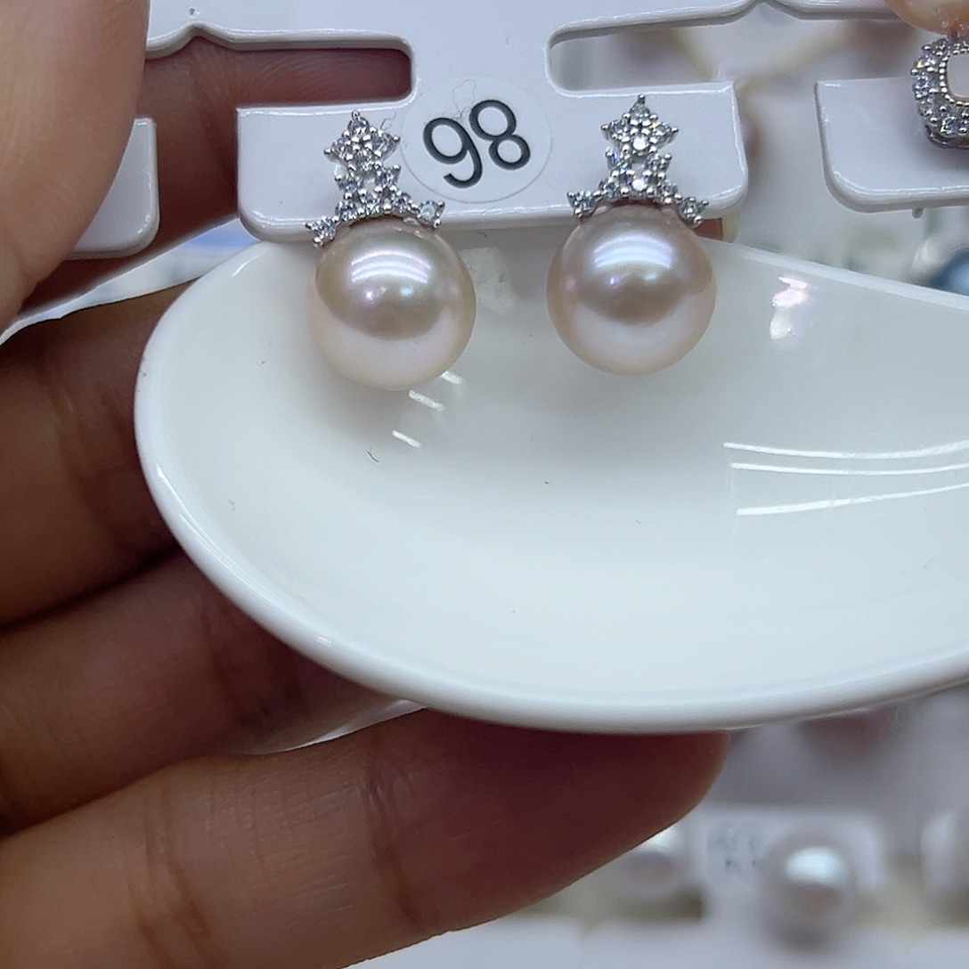 淡水珍珠耳饰银S925镶嵌1