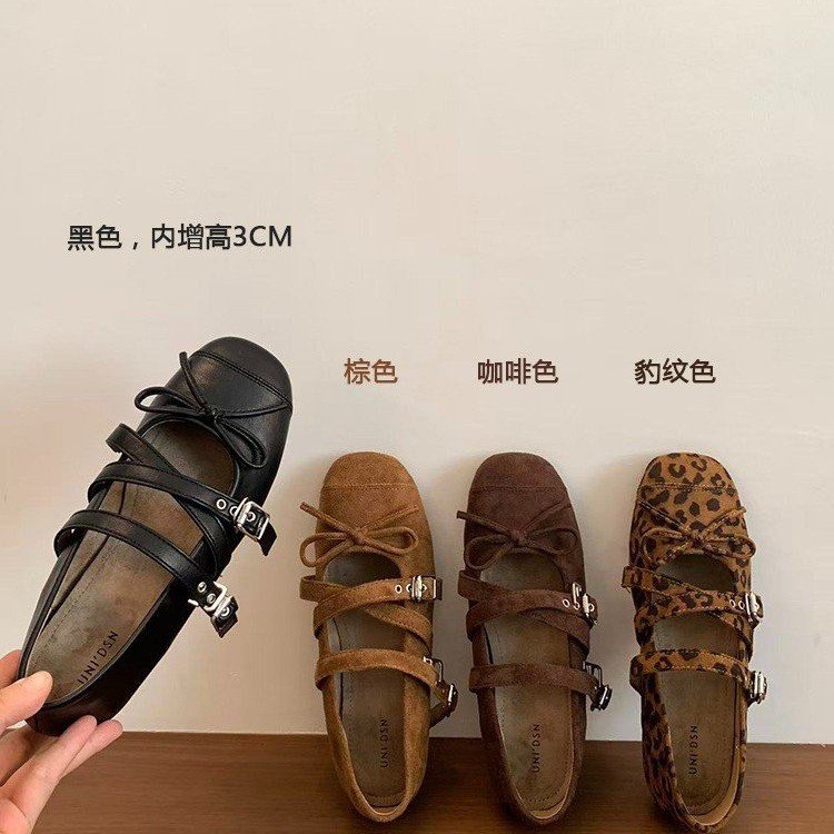 秋季蝴蝶结薄款豆豆鞋法式鞋子单鞋低跟学院风圆头