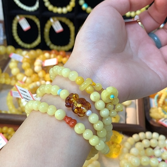 琥珀手链未镶嵌蜜蜡手串圆珠
