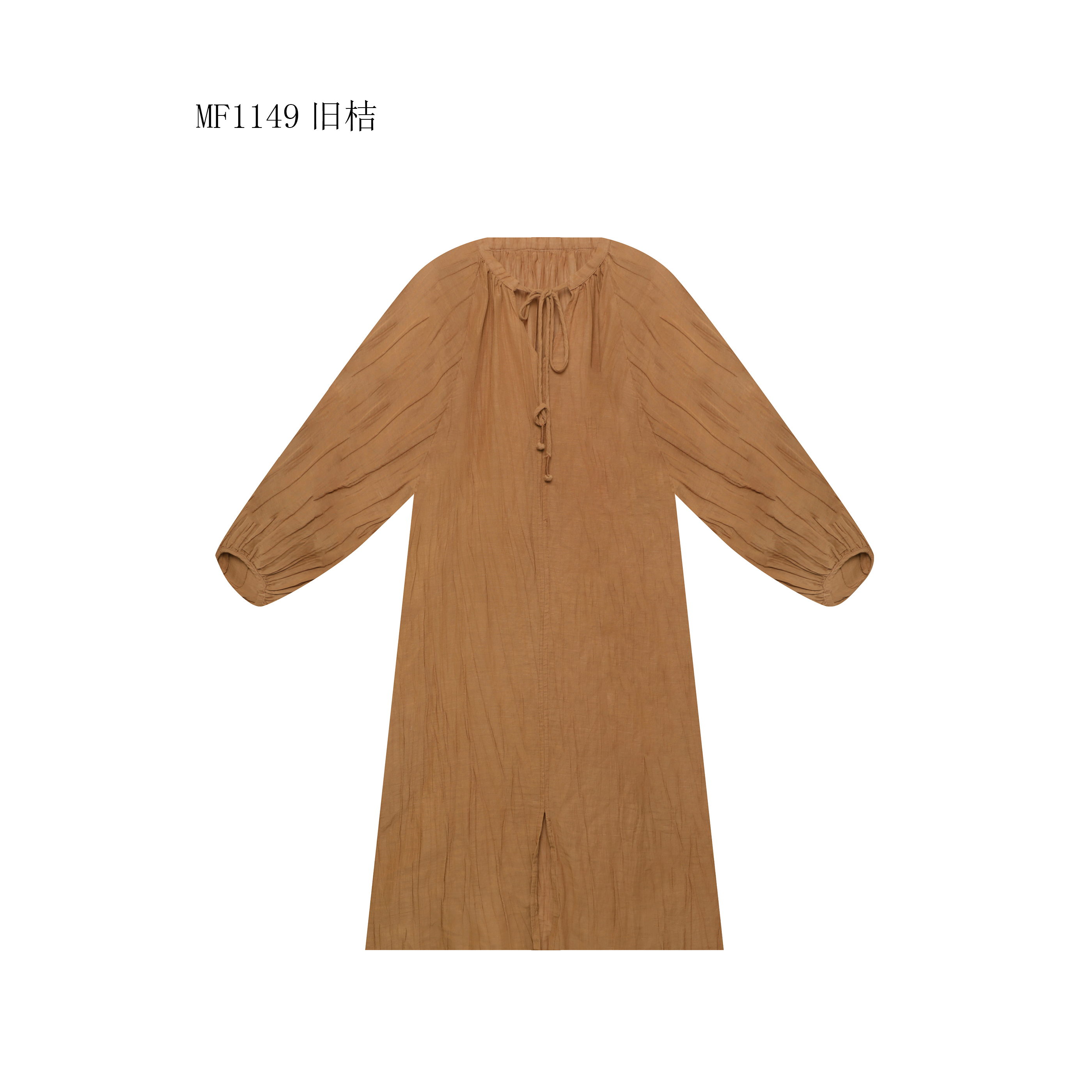 【麻訪家】MF1149旧桔文艺法式慵懒宽松休闲百搭连衣裙