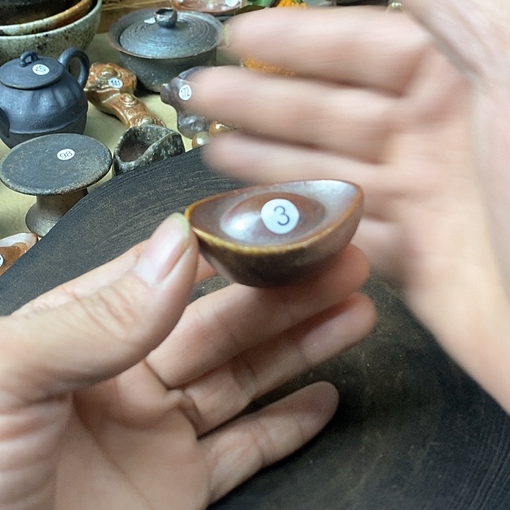 杯手工粗陶、柴烧茶器