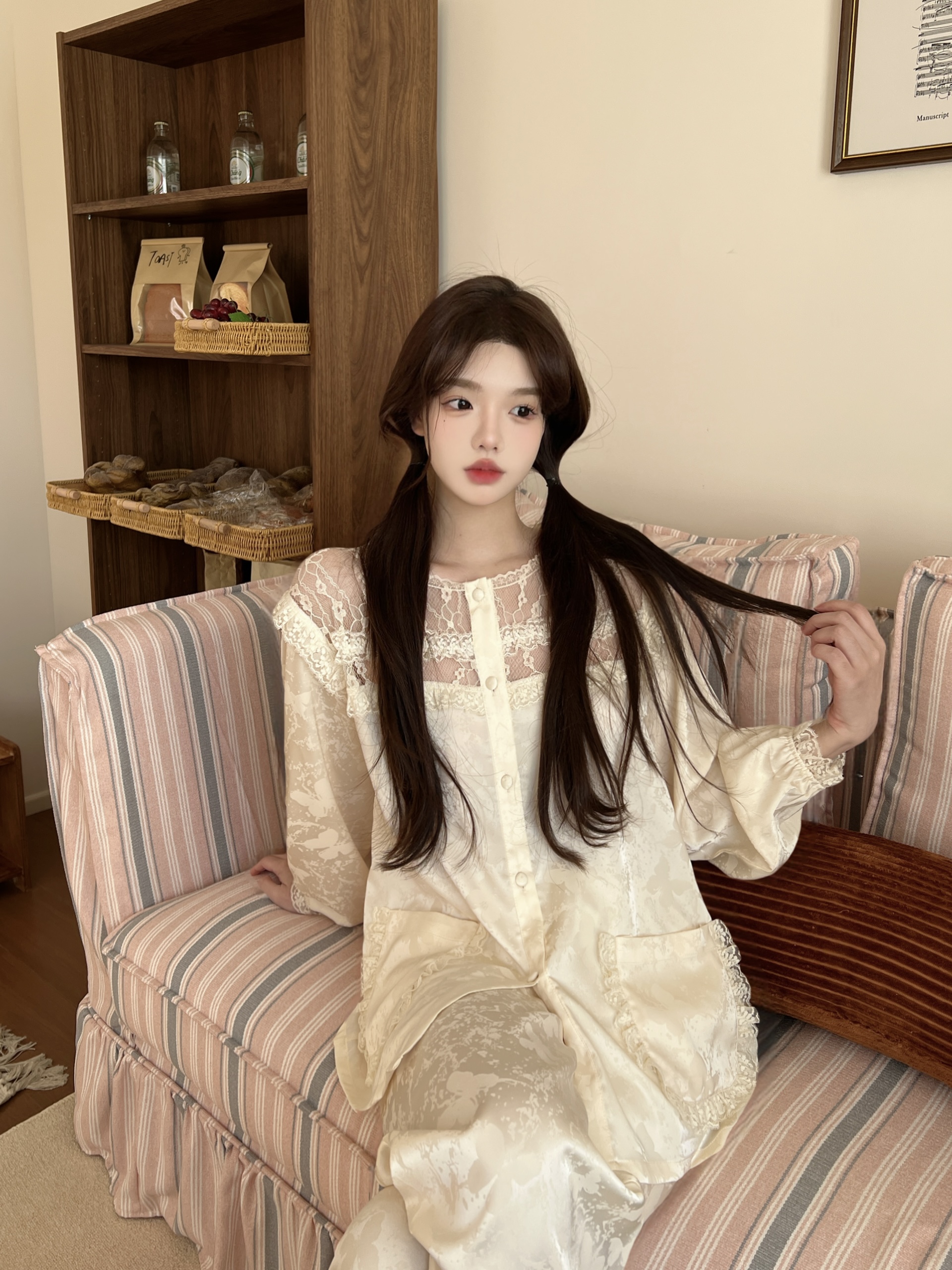 【巴黎旧梦】时尚休闲女轻奢青年成人睡衣粉色家居服甜美P0060