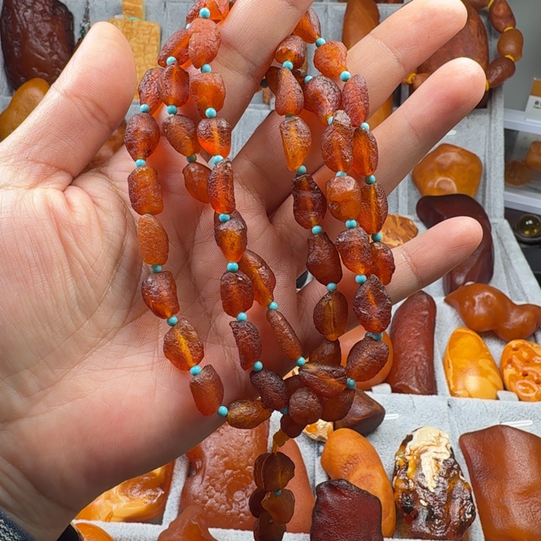 定制琥珀未镶嵌海漂项链