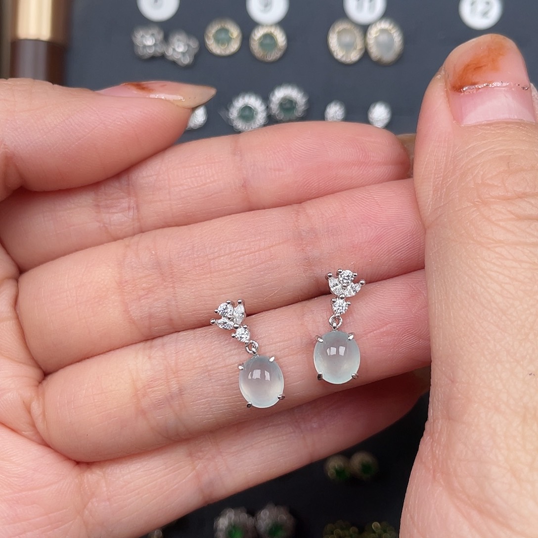 宸***空翡翠银S925镶嵌耳饰000000