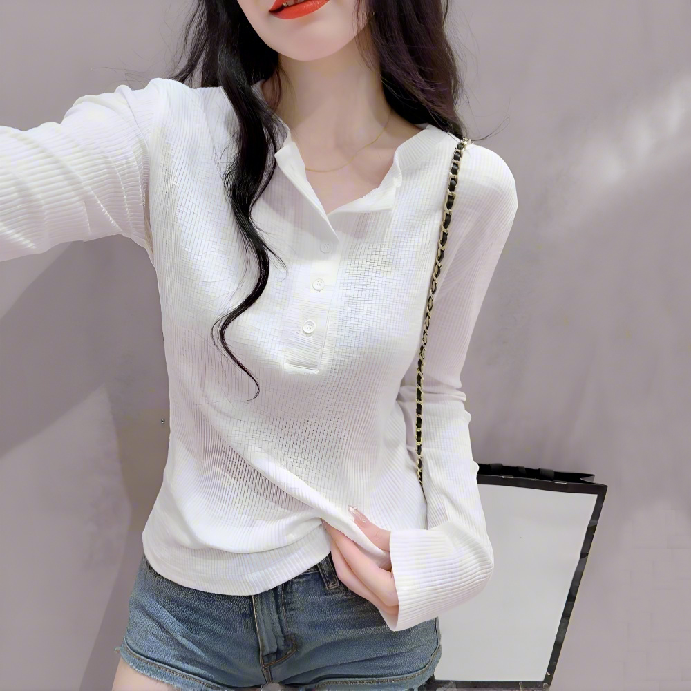 设计感小众白色长袖T恤女春秋新款休闲显瘦内搭打底衫时尚上衣潮