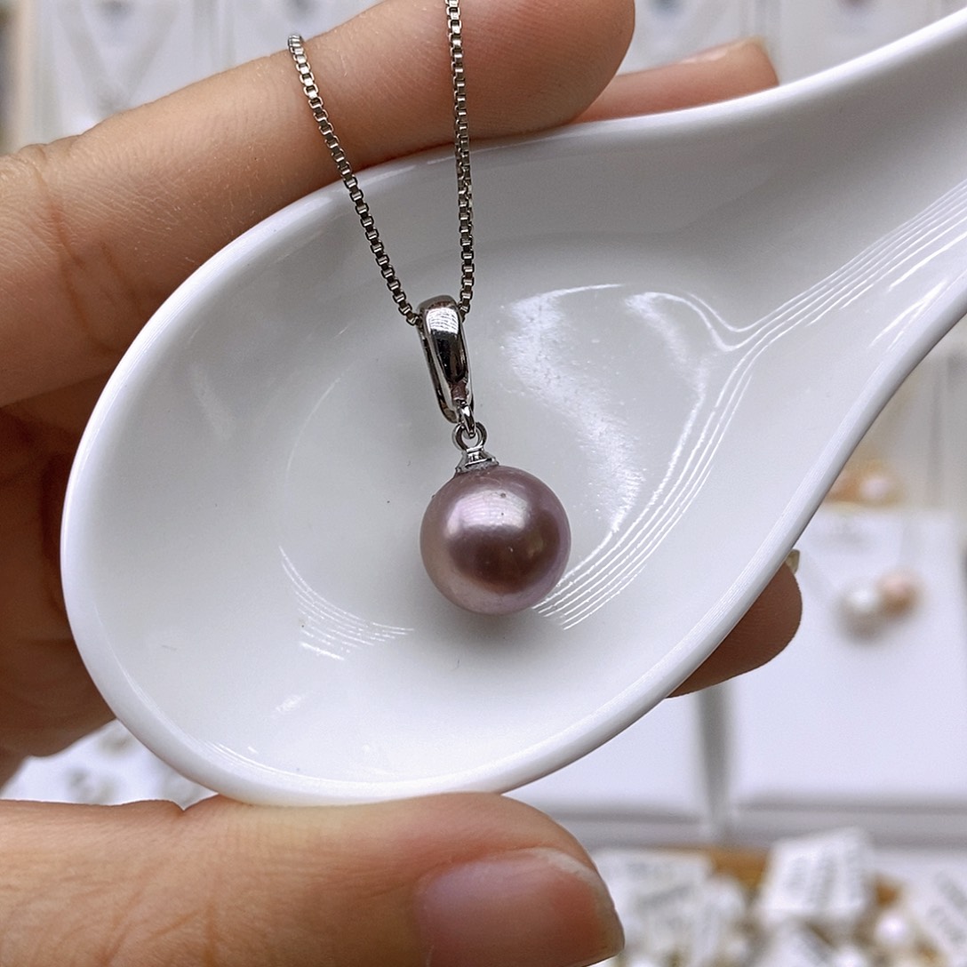 淡水珍珠银S925镶嵌吊坠(赠链)