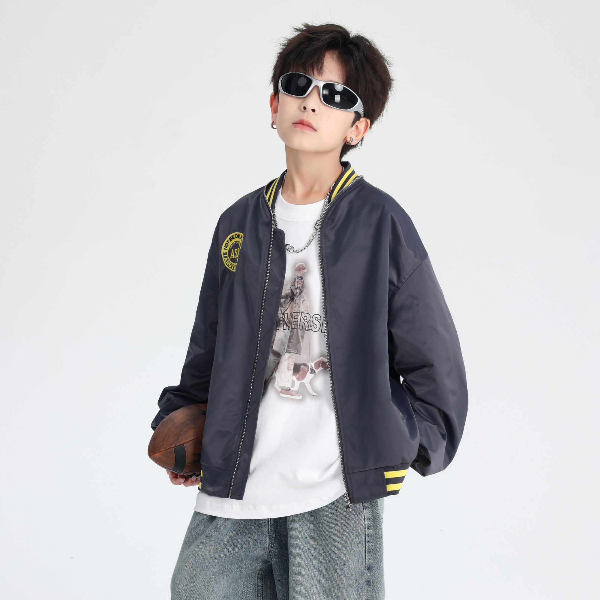 男童春秋韩范运动棒球服外套2025新款青少年儿童撞色防风夹克5880