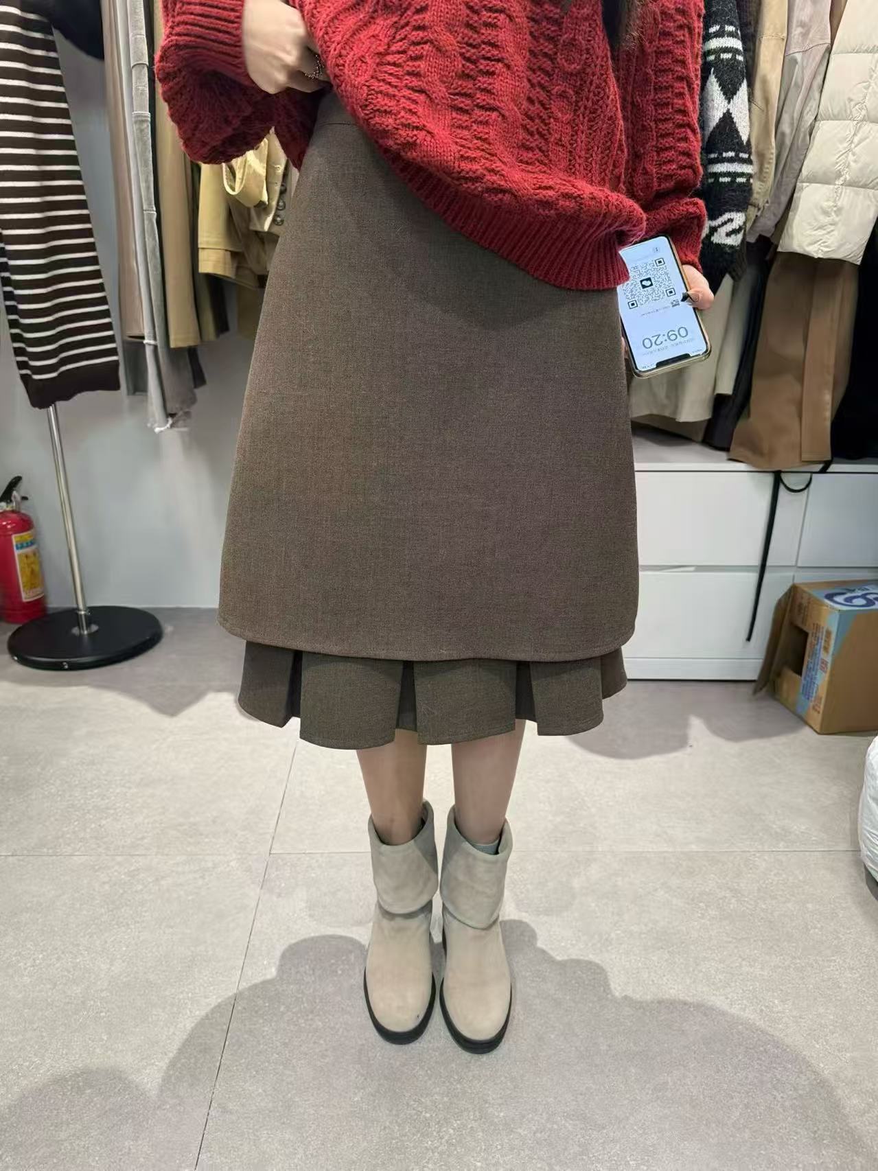 米古古 TO #10650-福 小众设计感百搭A字半身裙（s 裙长55 腰围70）