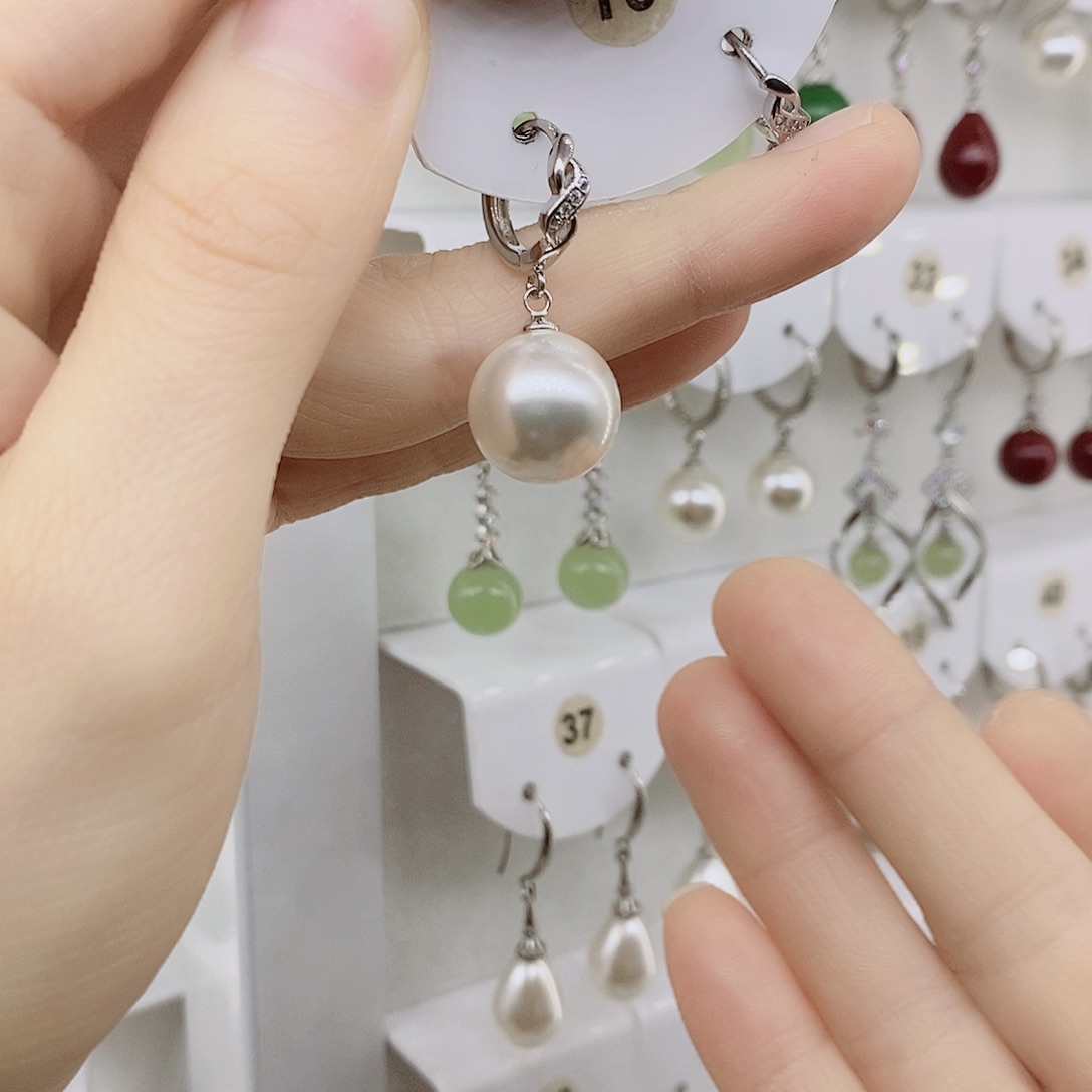 925银14毫米白貝珠