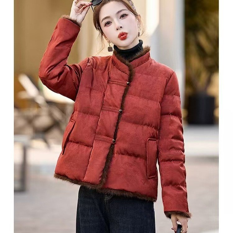 妈妈装棉衣冬季加厚保暖洋气立领驱寒复古盘扣中老年气质棉服