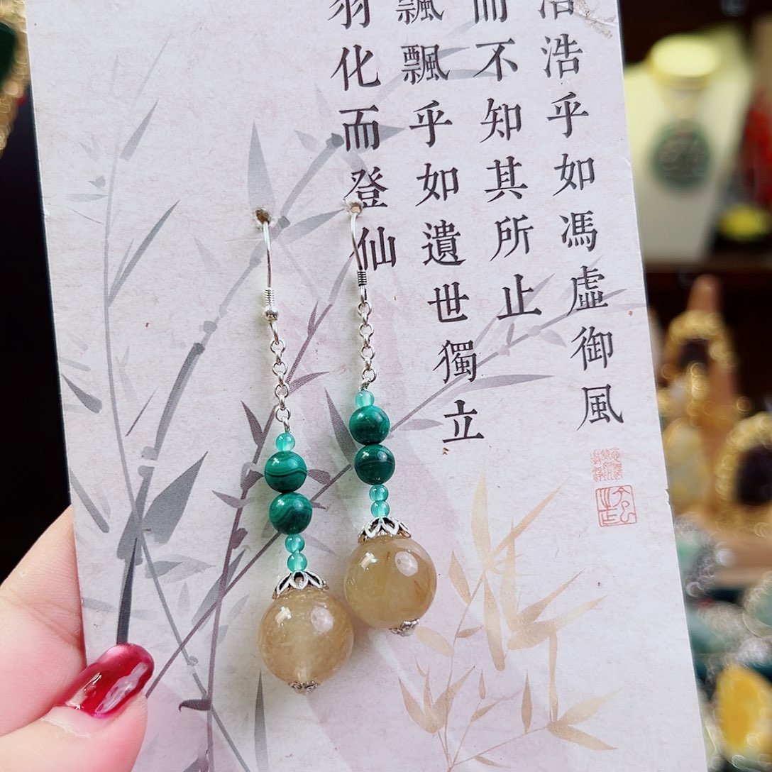 水晶耳饰未镶嵌国风