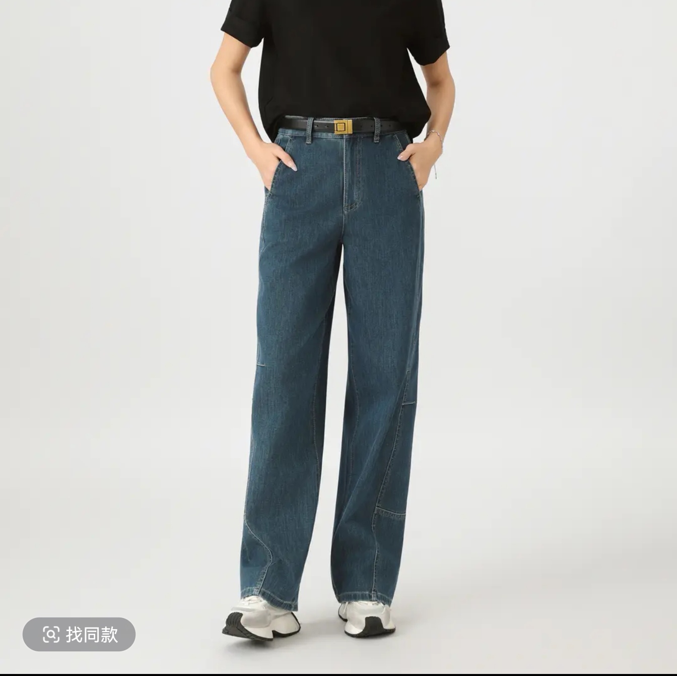 专柜正品高腰弹力休闲牛仔裤工装直筒弯刀裤510032女