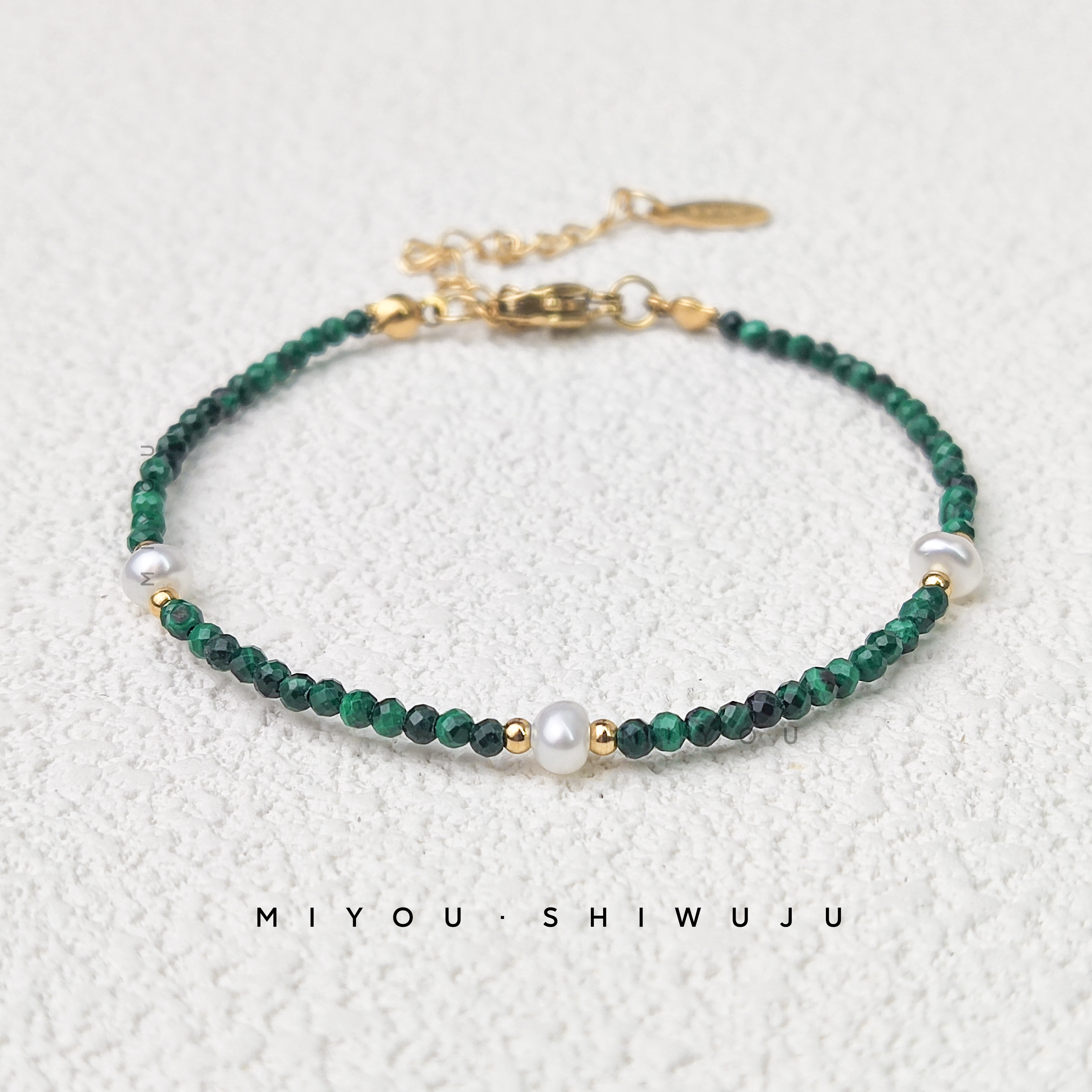 钛钢手链 【小绿石手链2.0】原创设计手链气质时尚百搭绿色复古