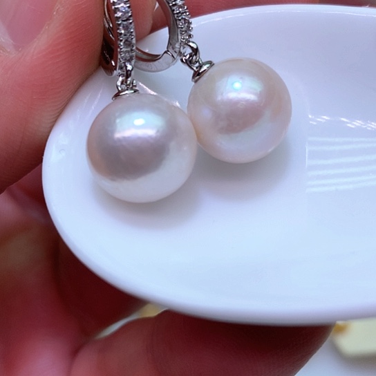 淡水珍珠耳饰银S925镶嵌