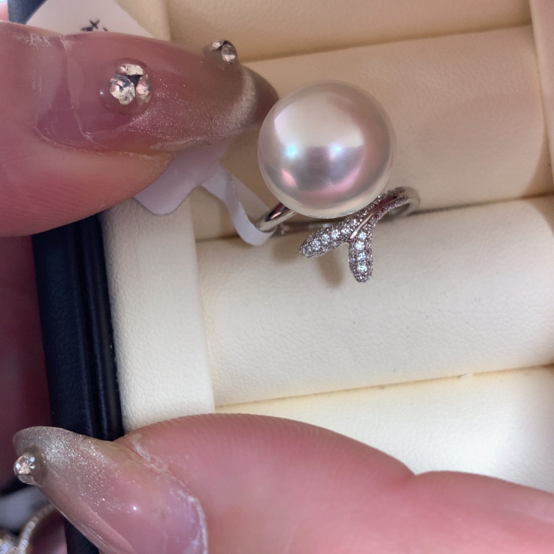 海水珍珠戒指18K金镶嵌