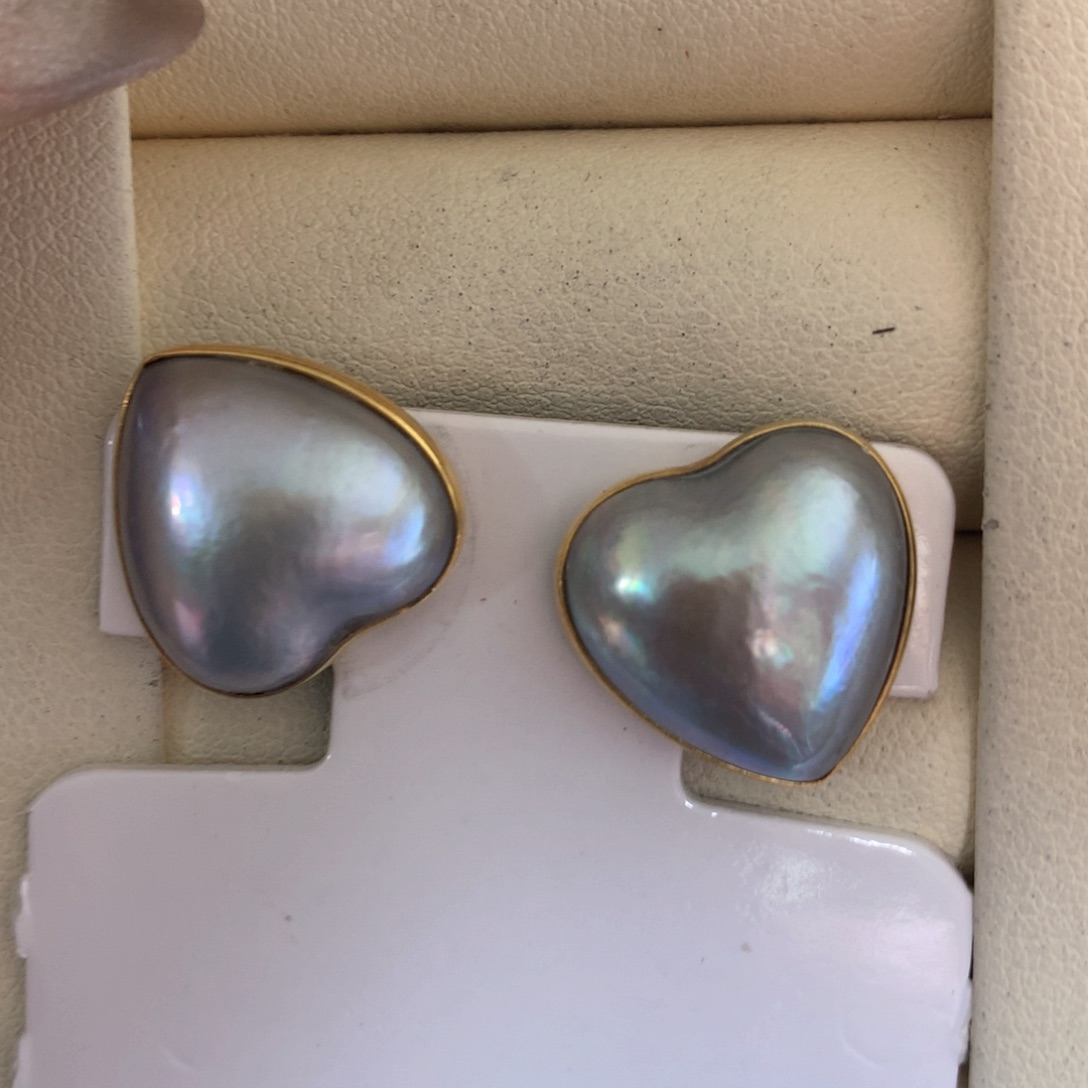 拼合珍珠（马贝珠）耳饰银S925镶嵌