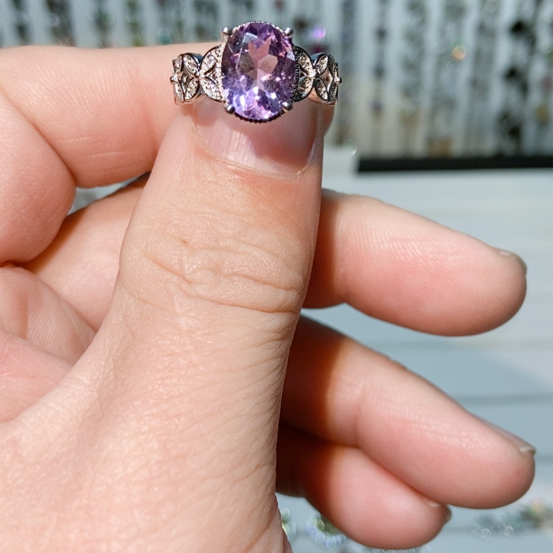 绿水晶戒指银S925镶嵌