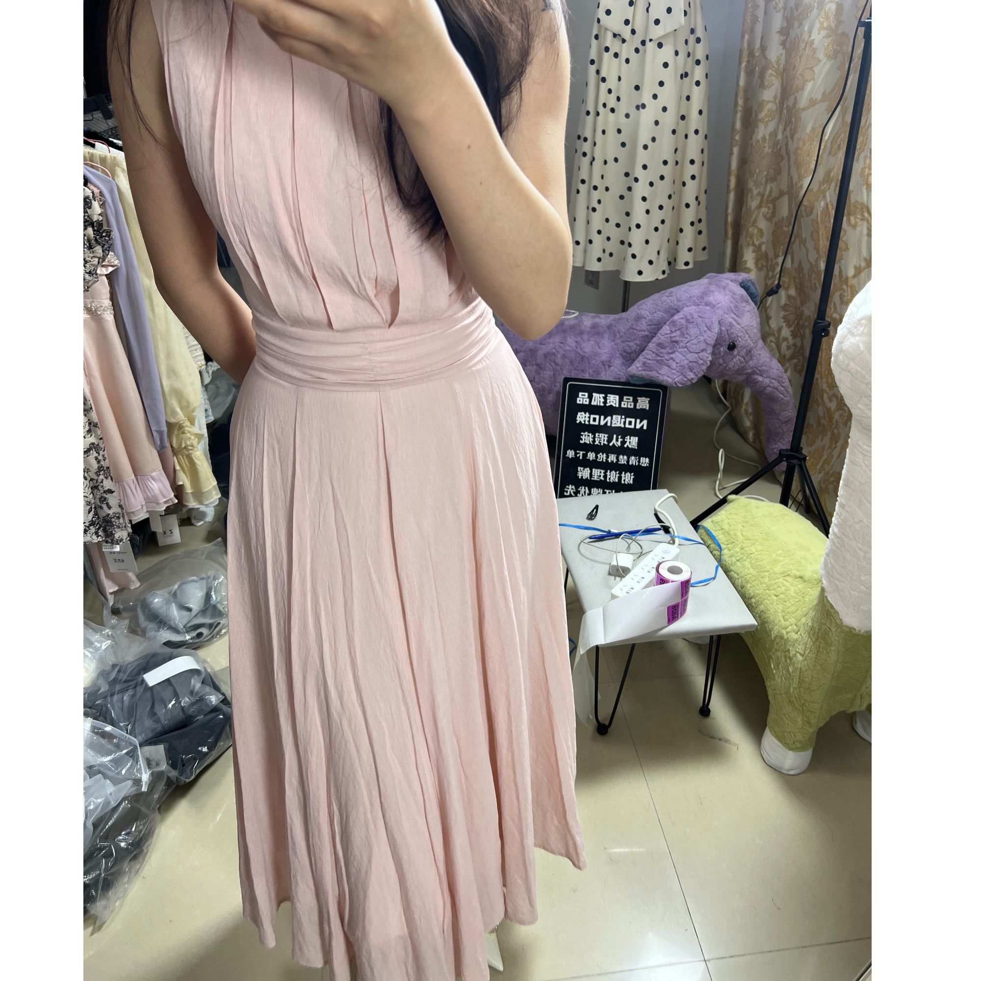 【希红的studio】粉色露肩连衣裙 瑕疵款 no退no换