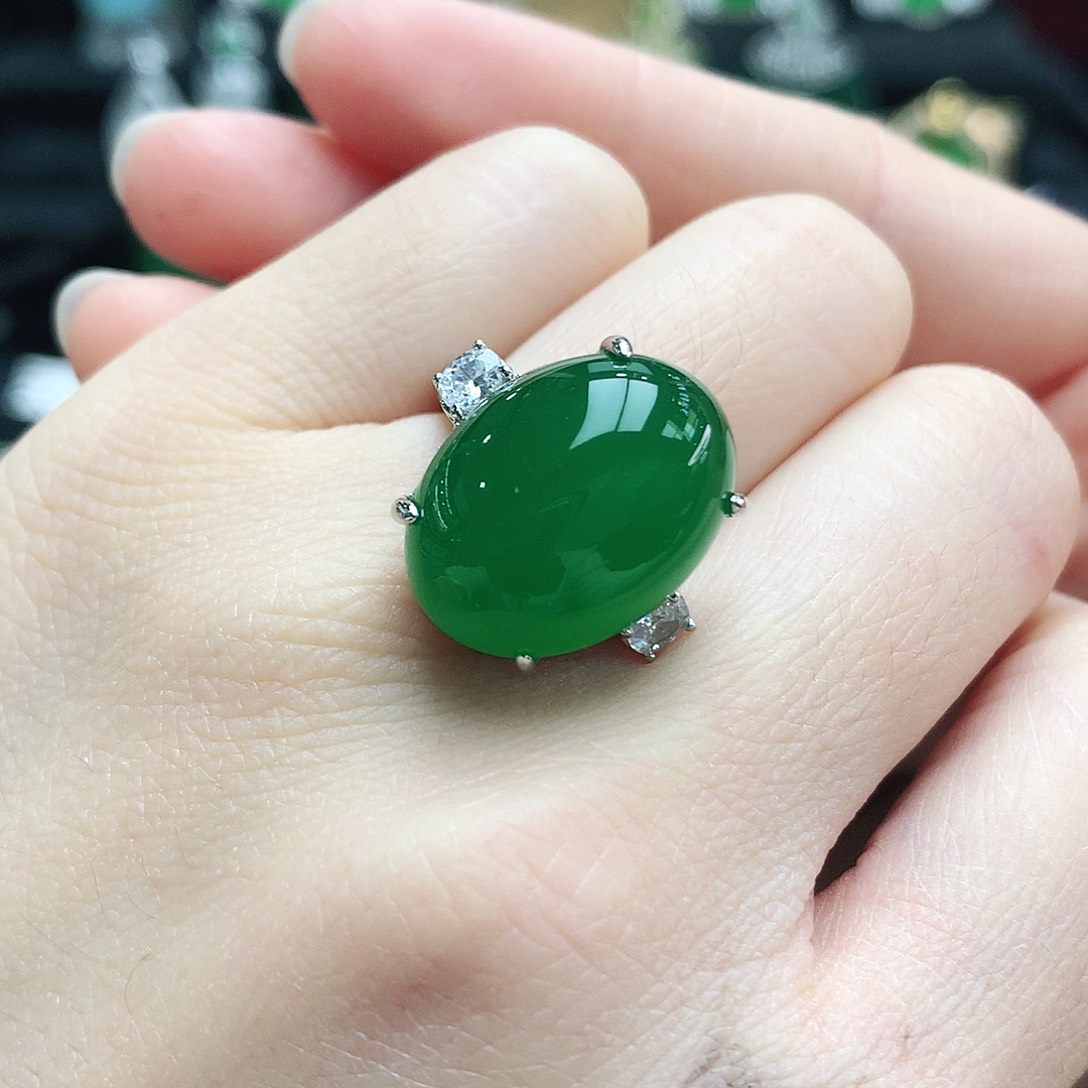 玛瑙/玉髓戒指银S925镶嵌