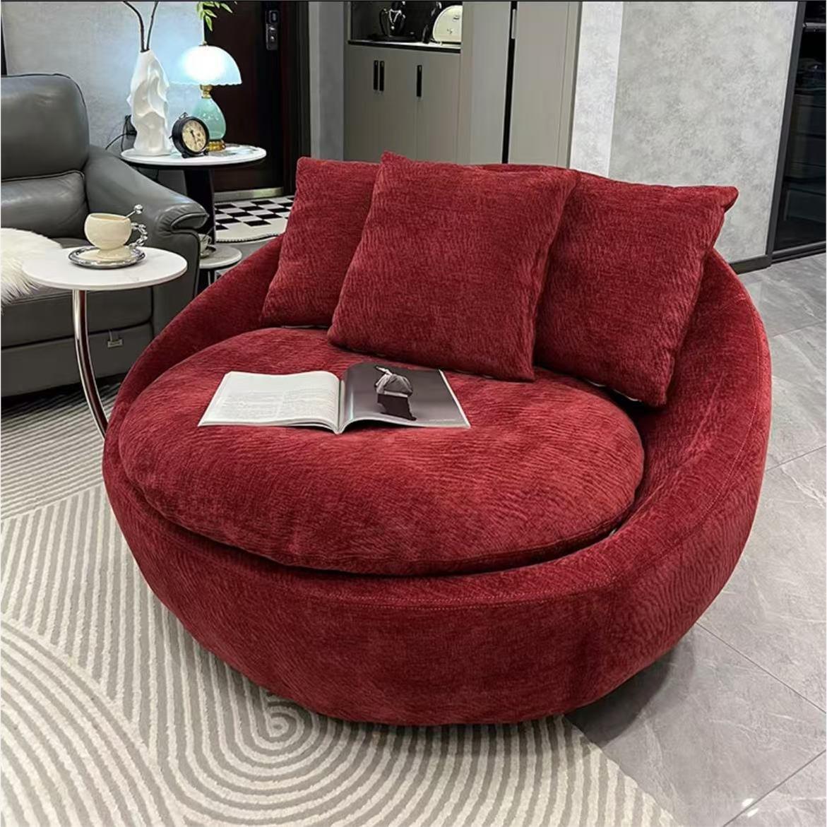 意式设计师款单人带茶几客厅家用懒人椅复古休闲旋转椅子网红家具